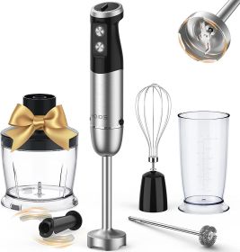 KOIOS 1000W Immersion Hand Blender, Multifunctional 5-in-1 Handheld Blender, 12-Speeds, Stainless Steel blender shaft, includes 600ml Mixing Beaker, 5