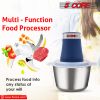 5 Core Food Processor 300W Motor, Electric Chopper Heavy Duty Meat Grinder 12 Cup 4 Titanium Blades, 2L Stainless Steel Bowl With 2 Speed for Vegetabl