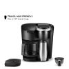 Black single serve and carafe coffee maker