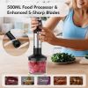 KOIOS Immersion Blender Handheld 1000W , Multipurpose 5-in-1 Hand Blender, Full Copper Motor, 12-Speeds, Stainless Steel blender shaft, includes 600ml