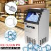 ZK-110 120V 495W 110lbs/50kg/24h Ice Maker Stainless Steel Transparent Frosted Lid/Display/4*9 Aluminum Ice Tray Commercial Silver