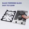 Kitchen Gas Cooktop 2 Dual Burners Tempered Glass Countertop Drop-in Gas Hob