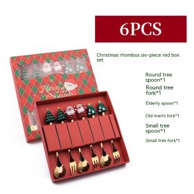 Creative Stainless Steel Christmas Spoon Kit (Option: I 6pc Six Piece Set Red Box)