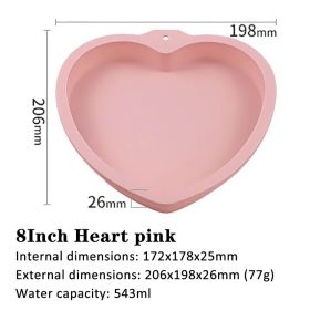 6 inch 8 inch rainbow cake baking pan (Option: Pink-8inch-Heartshaped)